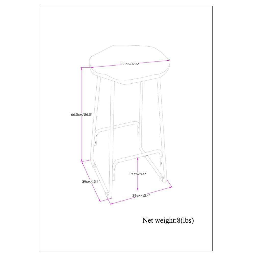 Orson Industrial Metal Saddle Counter Height Stool (Set of 2) in Natural