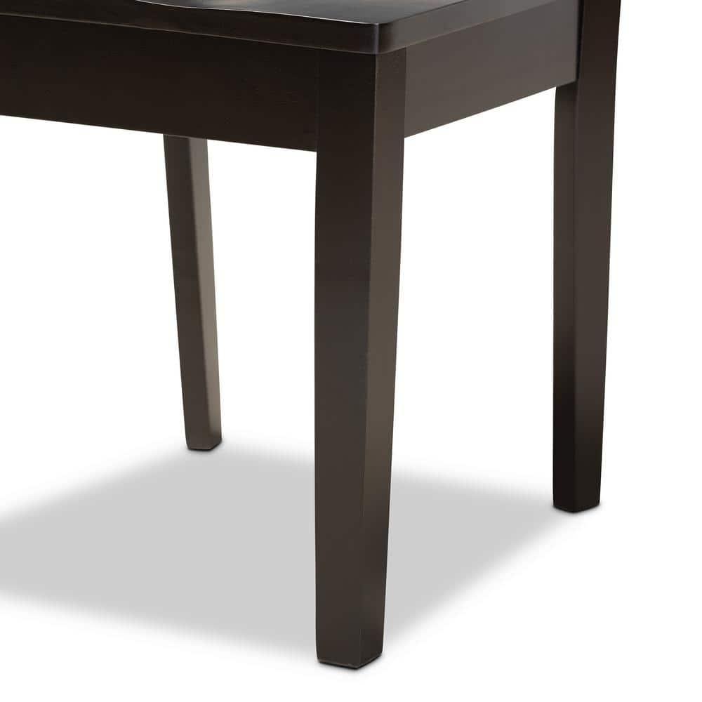 2pc GervaisTransitional Wood Dining Chair Set Brown - Baxton Studio: Polyester Upholstery, Spot Clean, Armless