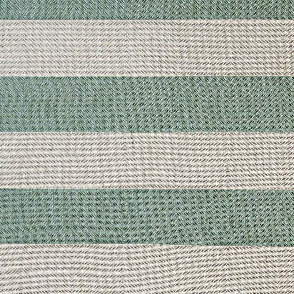 Couristan Afuera Yacht Club 2'2" x 7'10" Sea Mist Green and Ivory Stripe Outdoor Runner Rug
