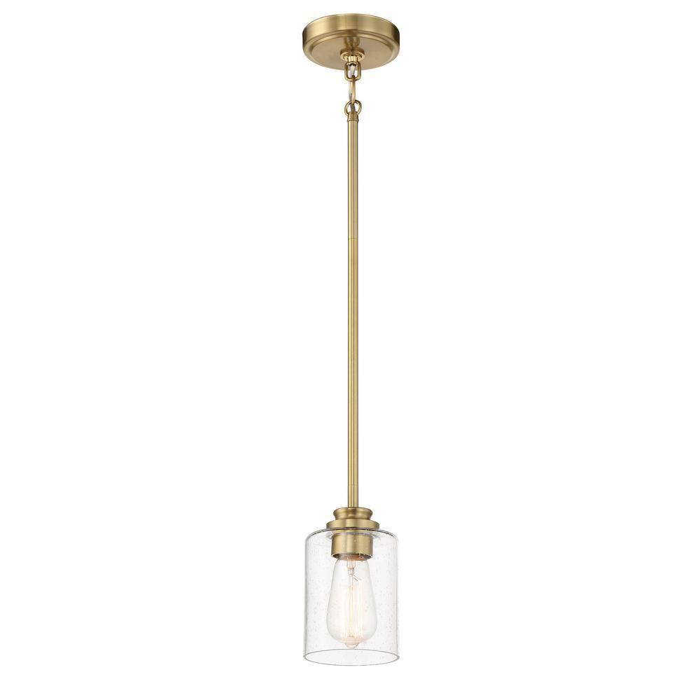 Elegant Mini Pendant Light in Satin Brass with Glass Shade
