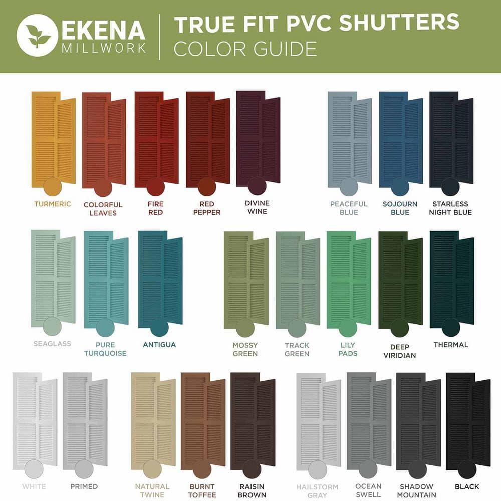 Ekena Millwork 12"W x 48"H True Fit PVC Single Panel Chevron Modern Style Fixed Mount Shutters, Unfinished (Per Pair - Hardware Not Included)