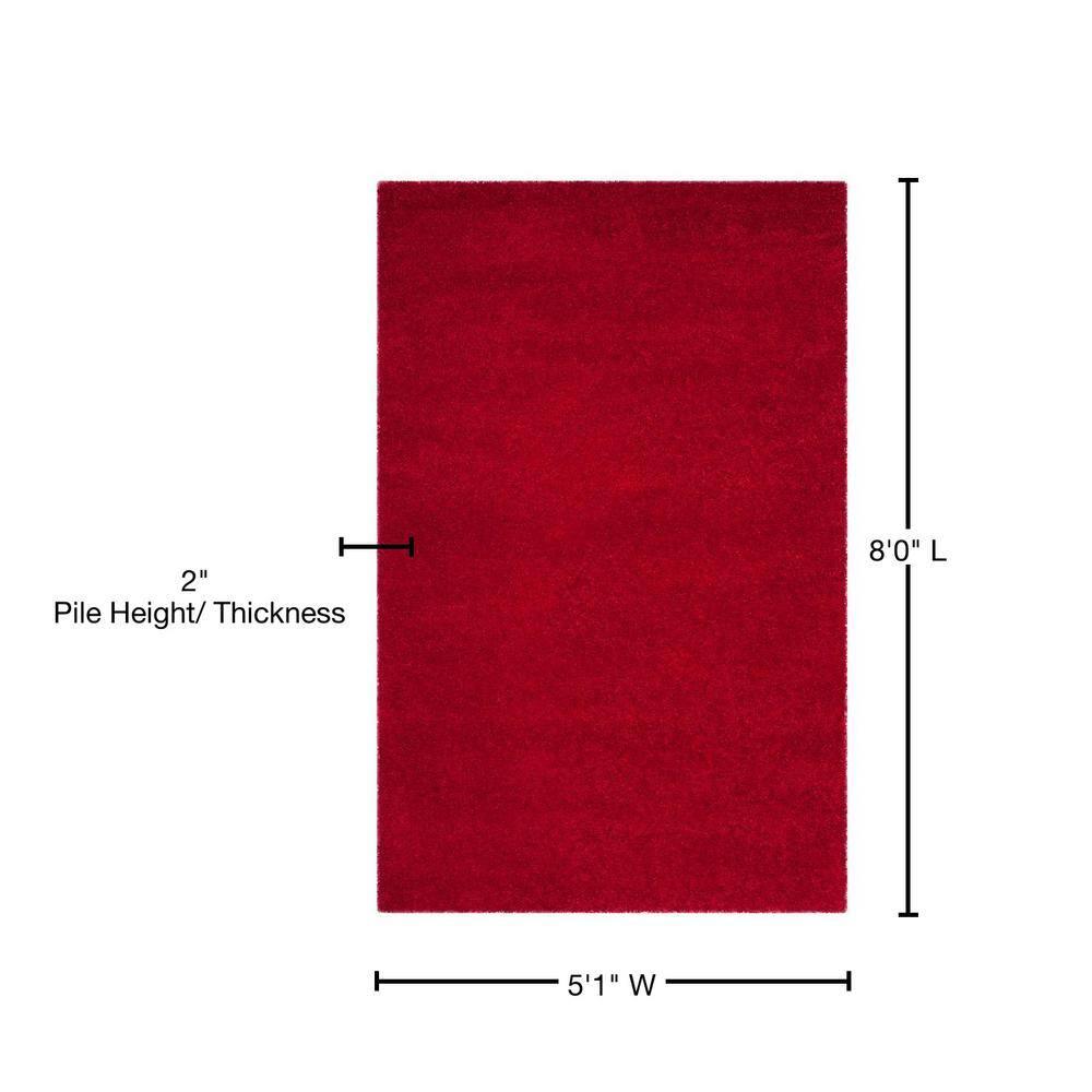 Shag SG180 Power Loomed Area Rug - Red - 5'1"x8' - Safavieh.