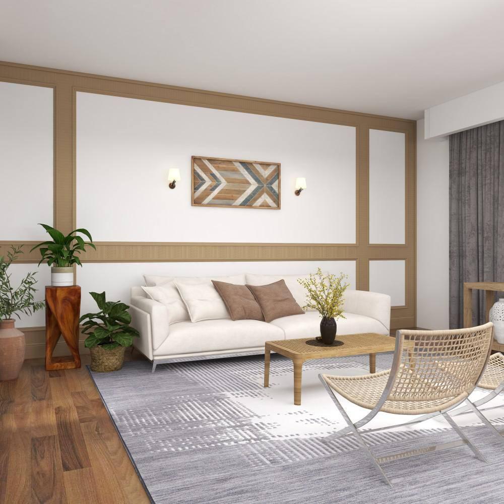 DecMode Farmhouse Distressed Rectangular Wood Wall Décor with Multi Colored Geometric Pattern, 46"W x 23"H