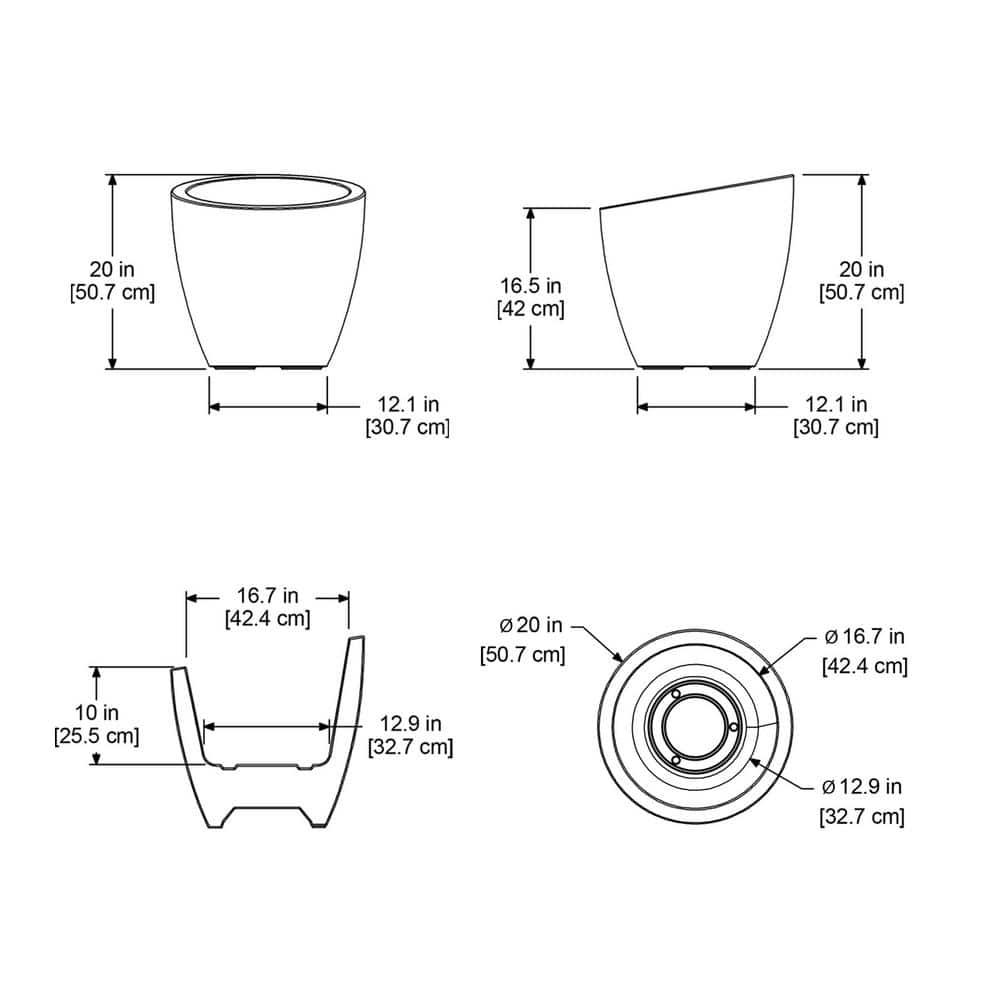 20 in. Modesto Round Planter, White