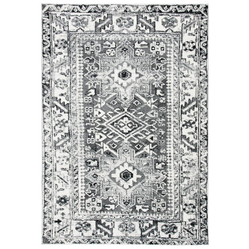 Vintage Hamadan VTH211 Power Loomed Area Rug - Grey/Ivory - 8'x10' - Safavieh.