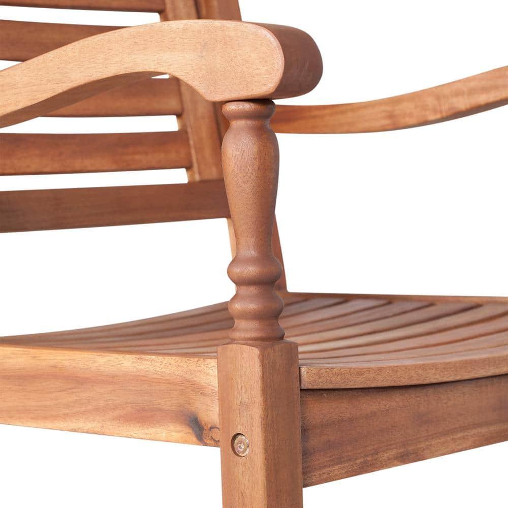 Walker Edison Solid Wood Outdoor Patio Rocking Chair, Brown