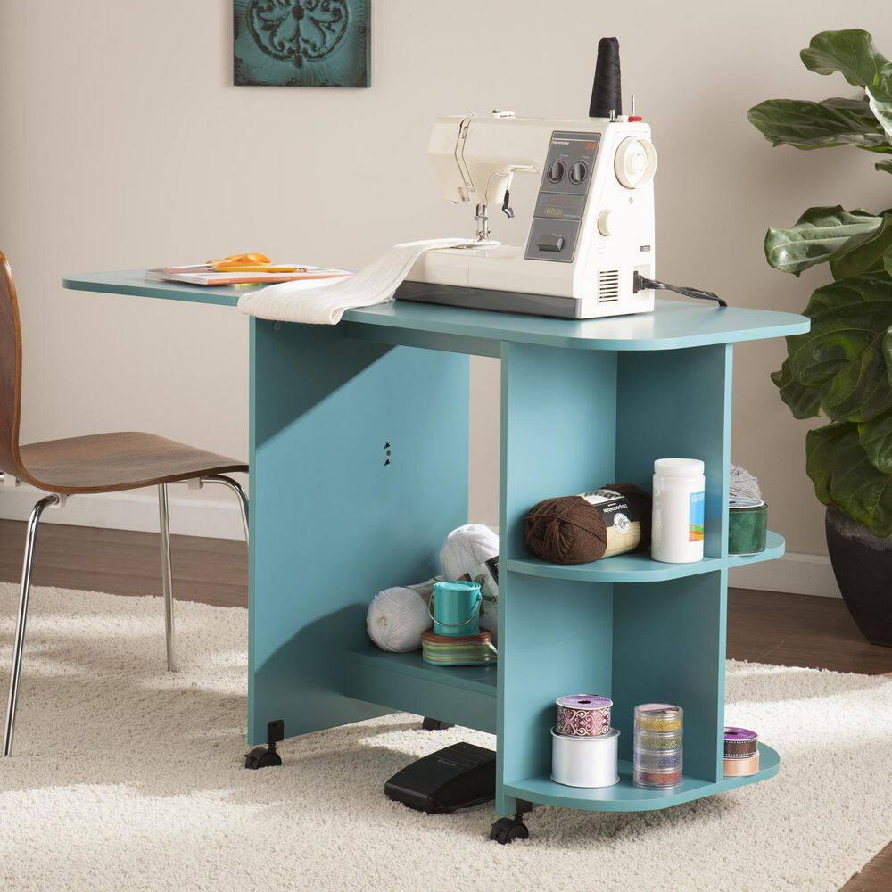 Stradville Expandable Rolling Sewing Table/Craft Station - HZ8665 - Turquoise - SEI