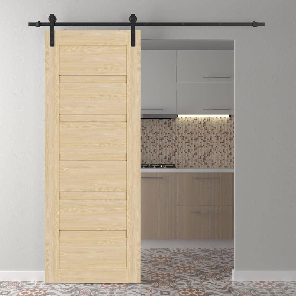 Belldinni Louver Solid + Manufactured Wood Paneled with Installation Hardware Kit Barn Door