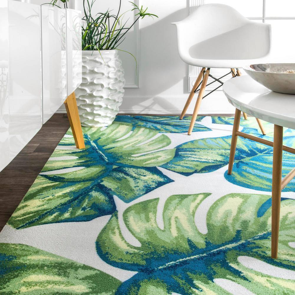 Nuloom Lisa Floral & Paisley 4x6 Indoor/Outdoor Area Rug for Living Room Patio Deck Front Porch Kitchen, Green Multicolor/Ivory