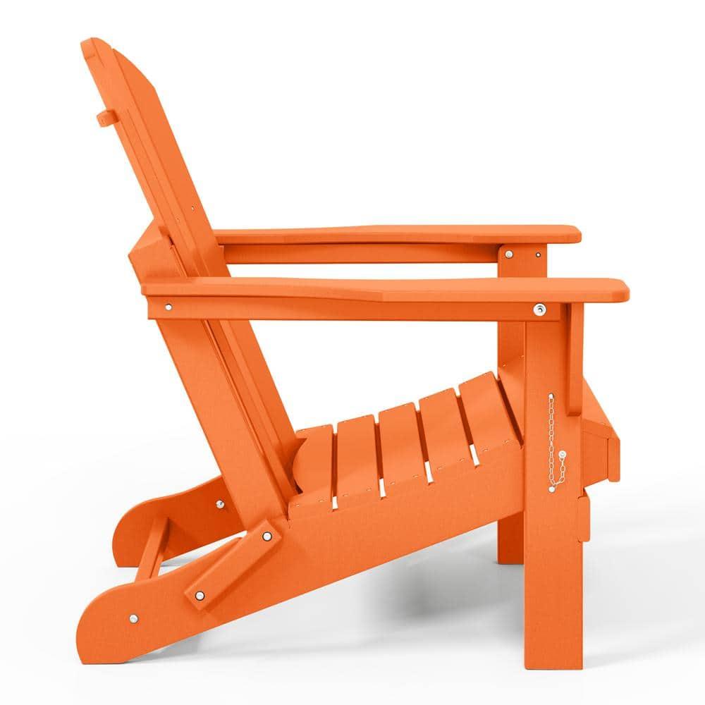 JUSTLET Outdoor Patio Chair, HDPE Folding Adirondack Chair Set of 2, Orange