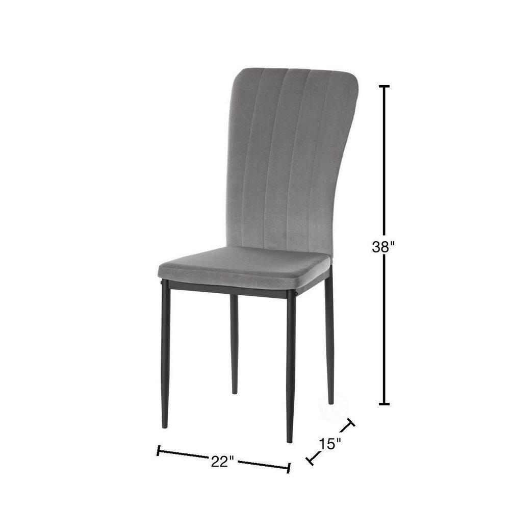 Fabulaxe Gray Modern And Contemporary Tufted Velvet Upholstered Accent Dining Chair