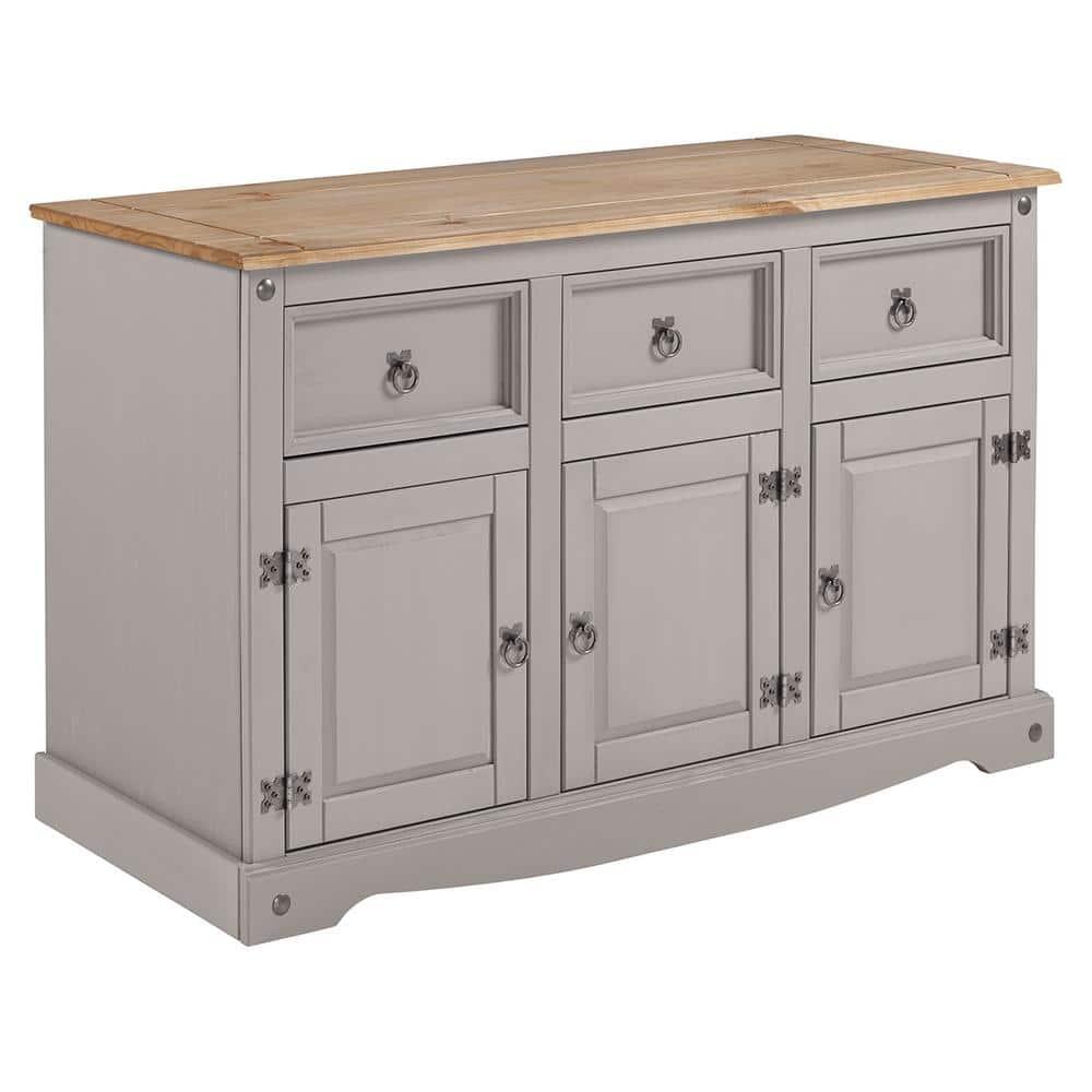 49.25 x 29.88 x 15.75 in. Cottage Series Wood Buffet Sideboard, Corona Gray