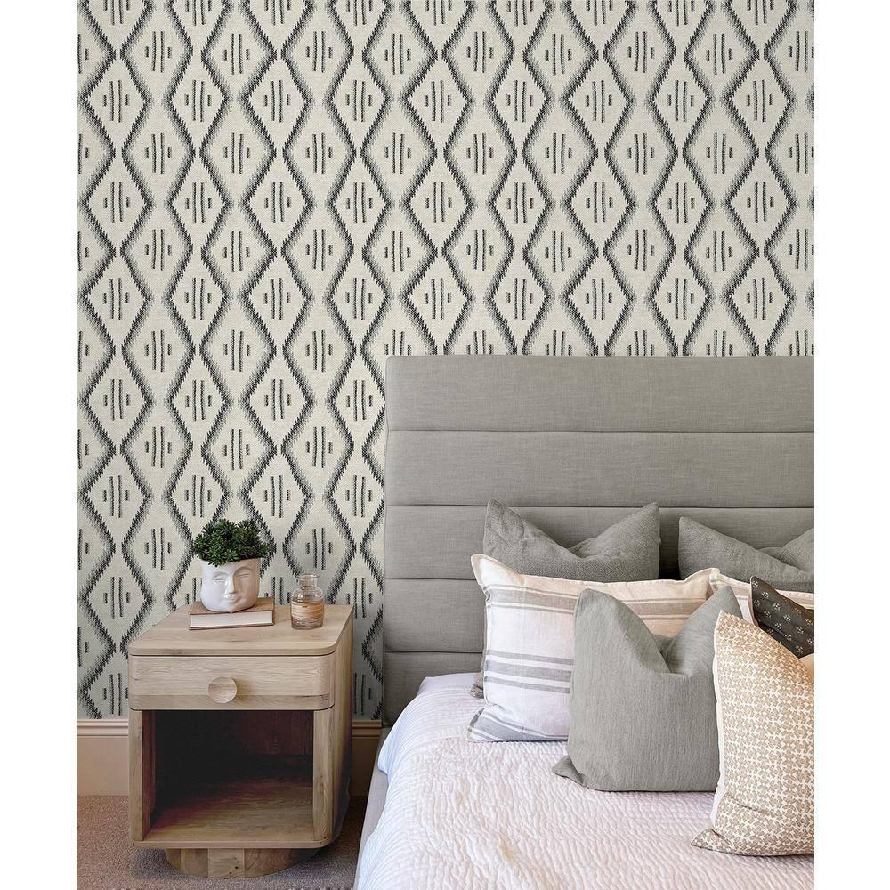Modern Heirloom White and Black Vinyl Peel and Stick Wallpaper