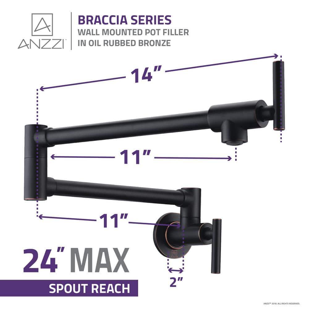 ANZZI Braccia Series 24" Wall Mounted Pot Filler With Accessories