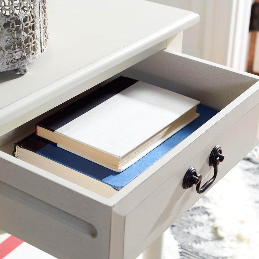 Whitney 1 Drawer Accent Table - Distressed White - Safavieh.