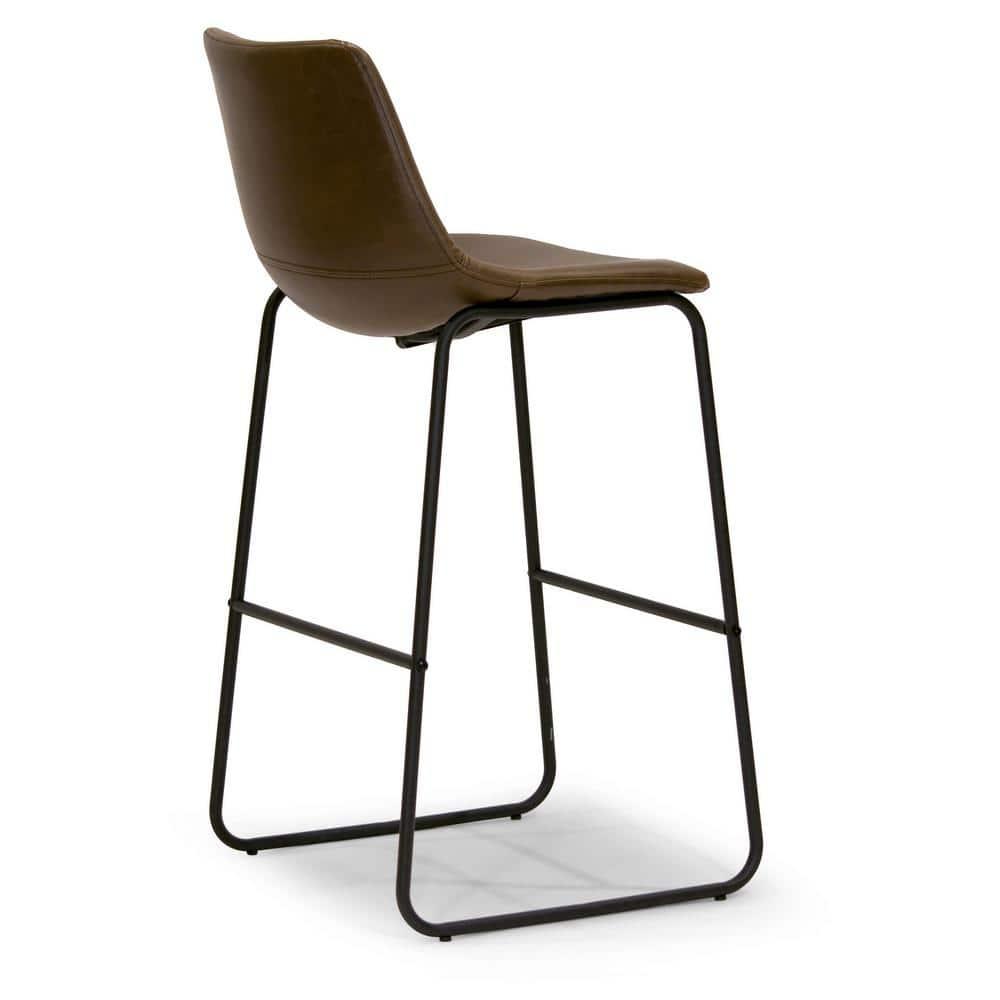 Glamour Home Adan 28.5" Modern Faux Leather Bar Stools in Dark Brown (Set of 2)