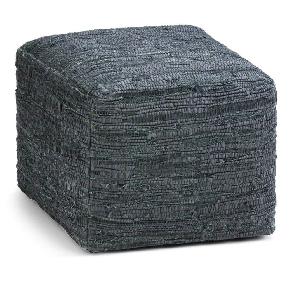 Simpli Home Fredrik 18"W Genuine Buffalo Leather Square Pouf & Reviews | Wayfair