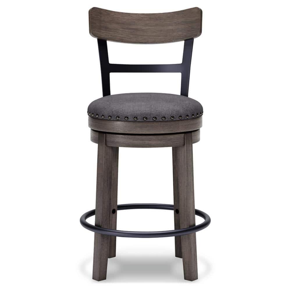 Caitbrook Counter Height Barstool Gray - Signature Design by Ashley: Polyester Upholstery, Nailhead Trim, Swivel Seat