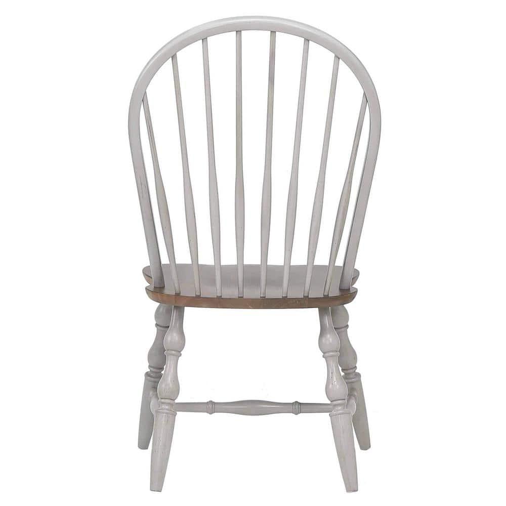 Country Grove Solid Wood Windsor Back Side Chair in Light Gray