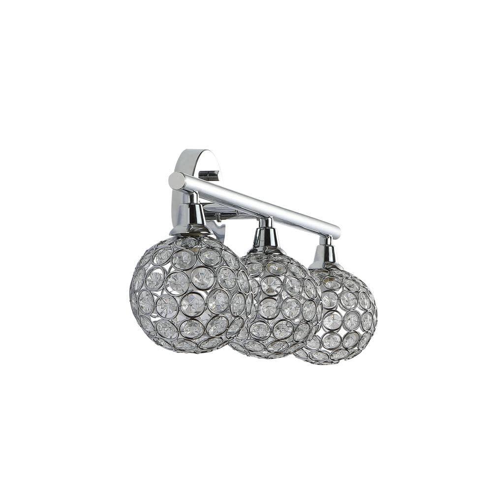 JONATHAN Y Maeve 23" 3-Light Iron/Glass Contemporary Glam LED Vanity Light, Chrome