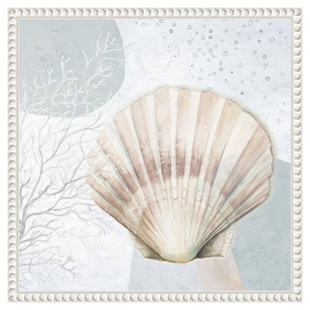 Amanti Art Ocean Oasis Bubbles Blush Scallop by Patricia Pinto Canvas Wall Art Print Framed 16 x 16-in.