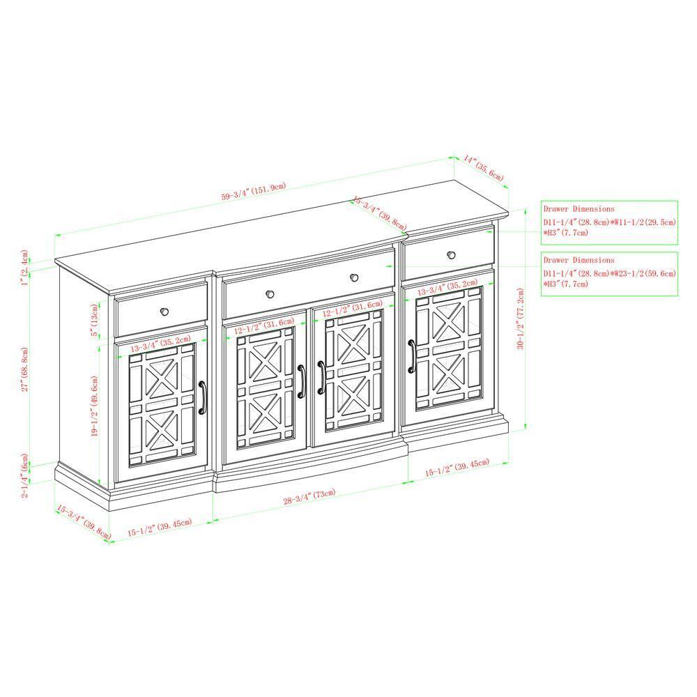 Walker Edison Traditional Fretwork TV Stand, White