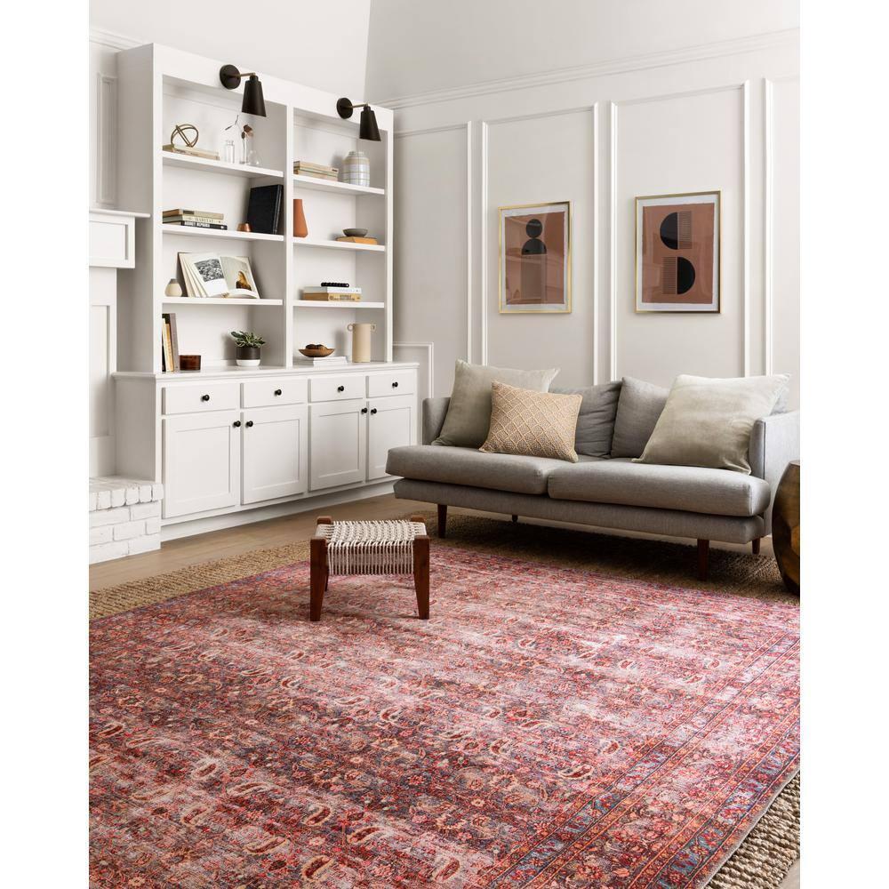 Loren Eggplant/Crimson 8 ft. 4 in. x 11 ft. 6 in. Distressed Bohemian Printed Area Rug