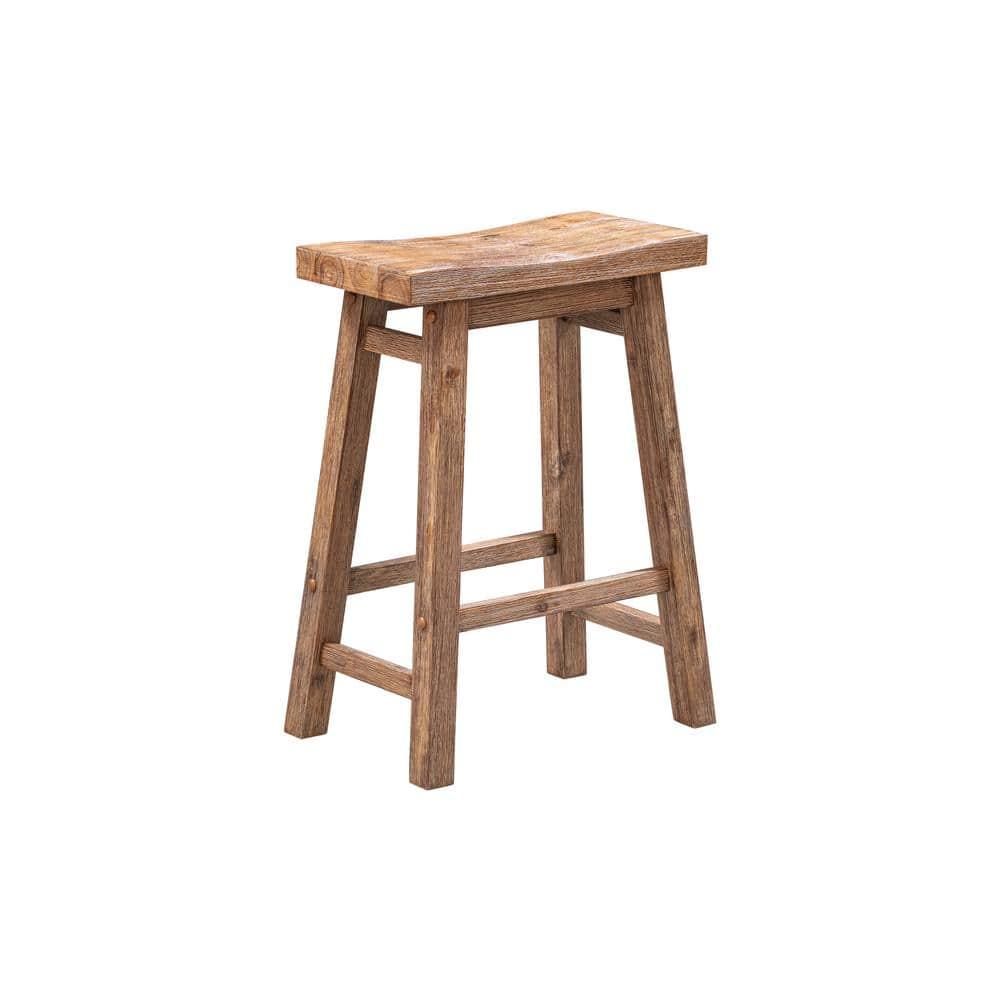 Boraam 24" Sonoma Saddle Counter Height Barstool Barnwood: Wood Frame, Fixed Seat, Farmhouse Style