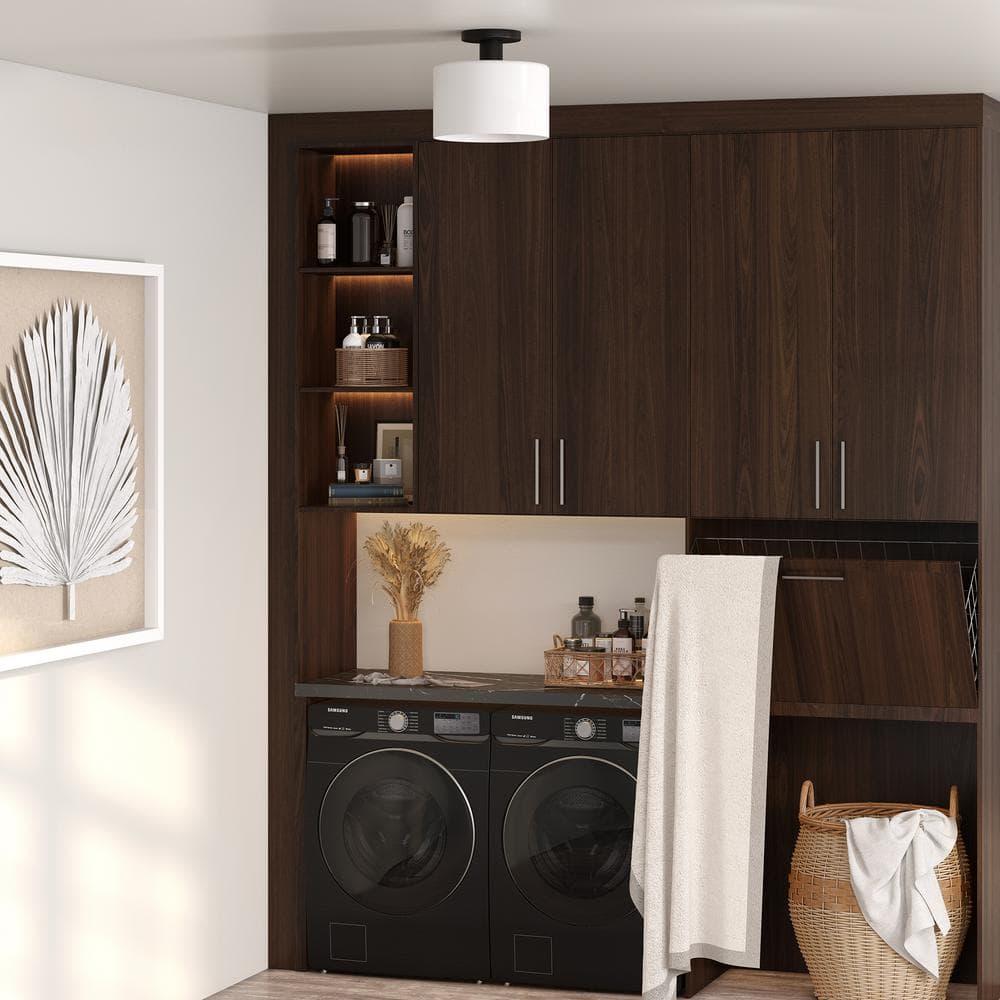 Evelyn&Zoe 10" Matte Black Metal/Glass Semi Flush Mount