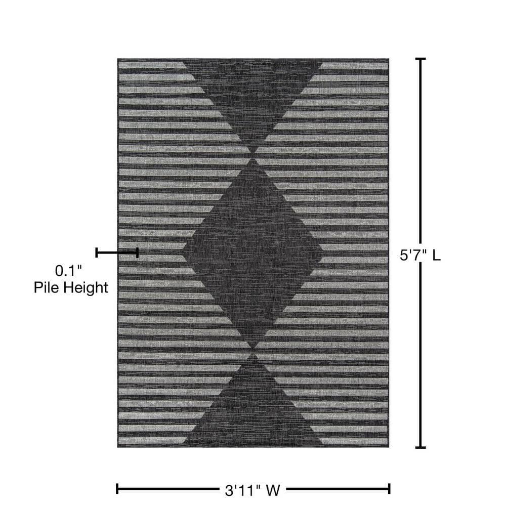 Momeni Villa Monaco Charcoal/White Indoor/Outdoor Rug
