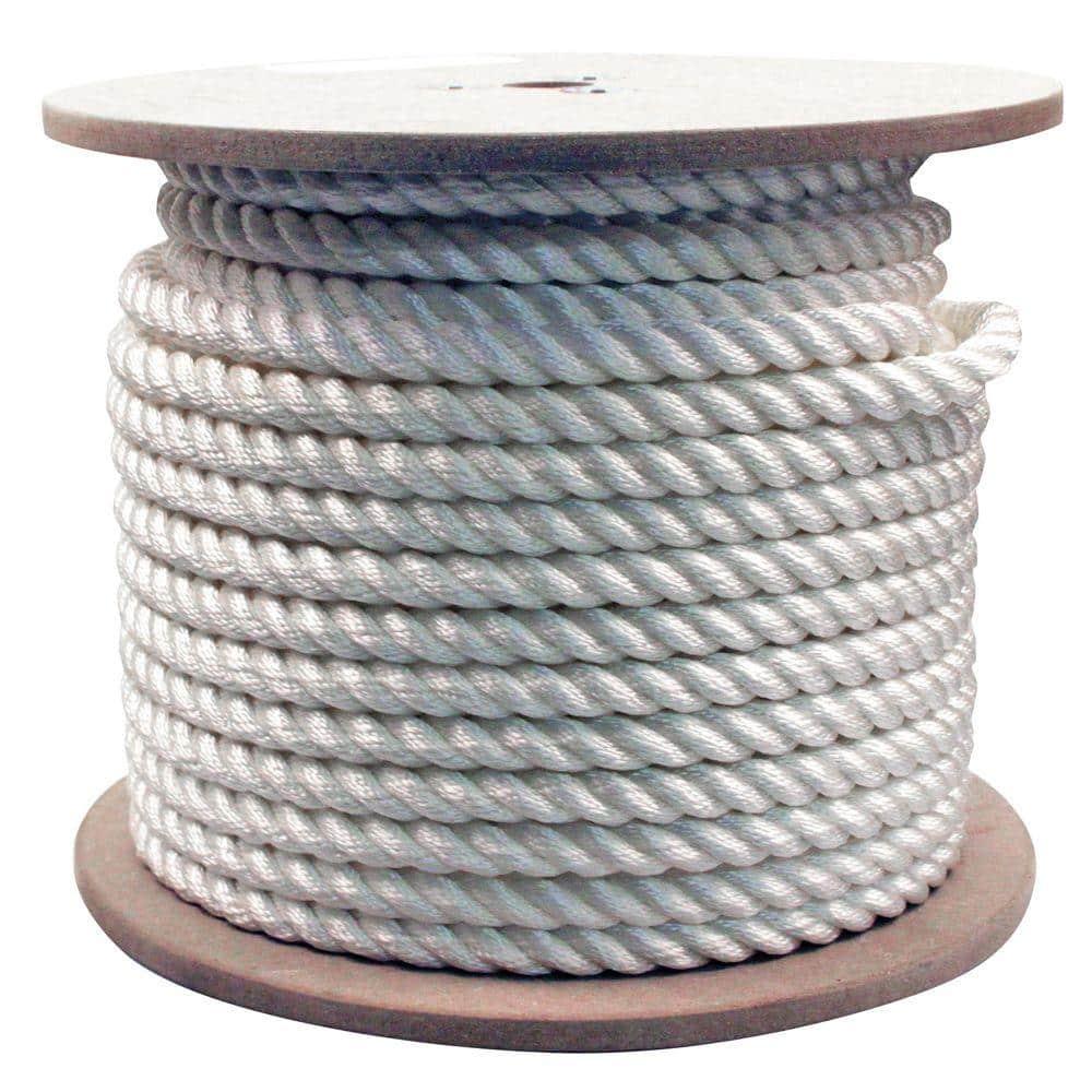 Rope King TN-34200, Twisted Nylon Rope, 3/4" x 200', White, 1 Each