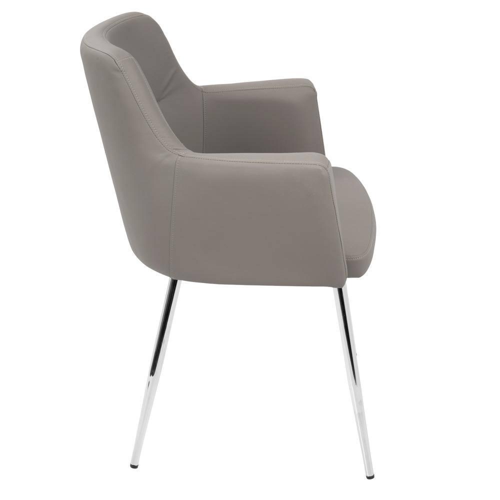 LumiSource Grey, Chrome Andrew Chair - Set of 2