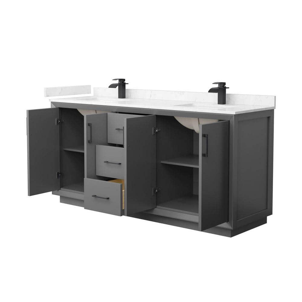 Wyndham Collection 72'' Double Bathroom Vanity with Cultured Marble Top