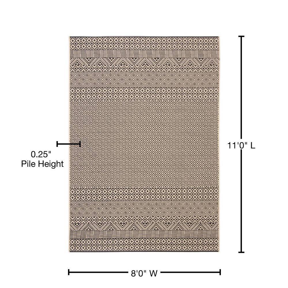 Courtyard CY6235 Power Loomed Indoor and Outdoor Area Rug - Beige/Black - 8'x11' - Safavieh