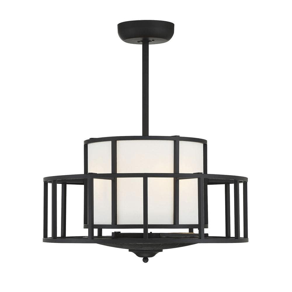 Matte Black Four Light Fan D'Lier from the Oslo Collection