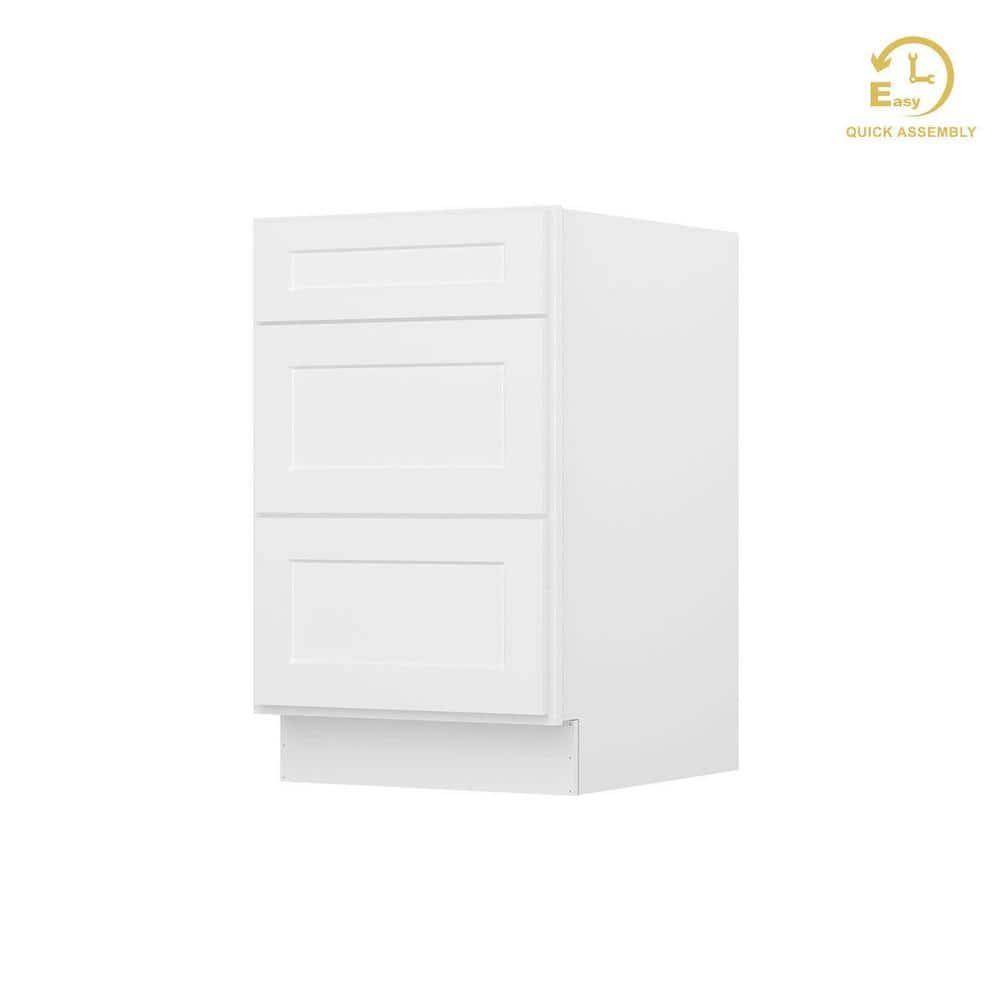 HOMLUX Easy-DIY 21 in W x 24 in D x 34.5 in H in Shaker White Ready to Assemble Drawer Base Kitchen Cabinet With 3-Drawers