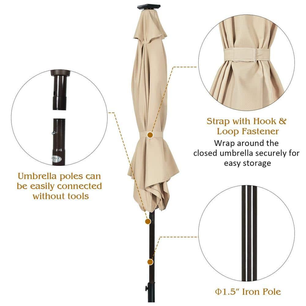 Latitude Run® 9 Feet Patio LED Solar Umbrella With Crank