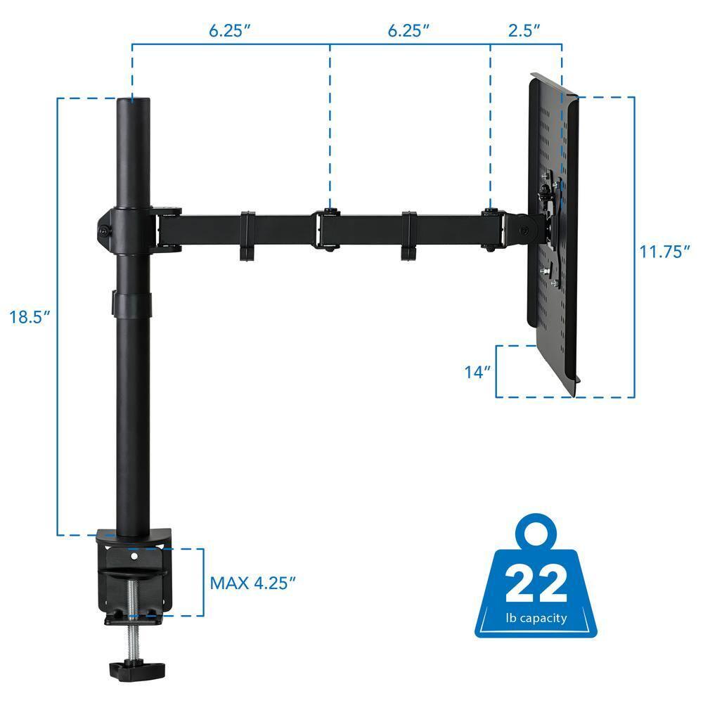 Mount-it Mount-It Height Adjustable Laptop Desk Stand with Articulating Vented Laptop Tray Mount & C-Clamp