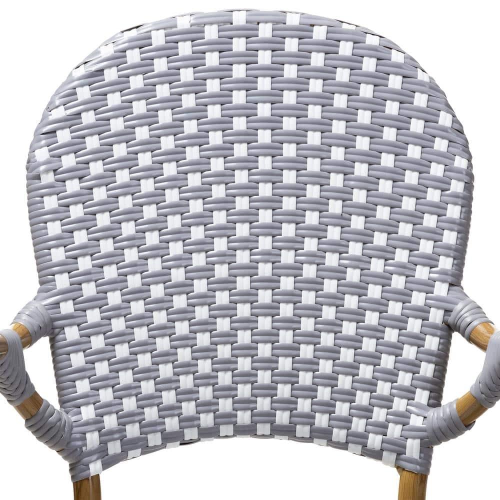 Set of 2 Baxton Studio Seva Classic French Indoor and Outdoor Beige and Red Bamboo Style Stackable Bistro Dining Chair Set