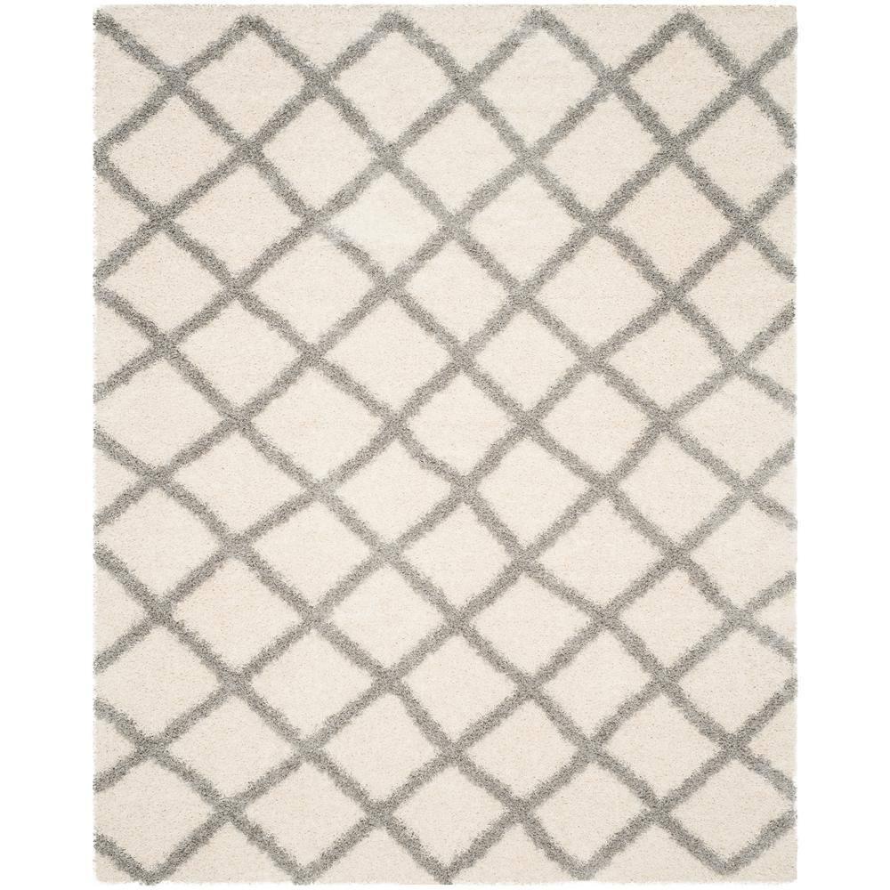 Dallas Shag SGD258 Power Loomed Indoor Area Rug - Ivory/Grey - 8'x10' - Safavieh.