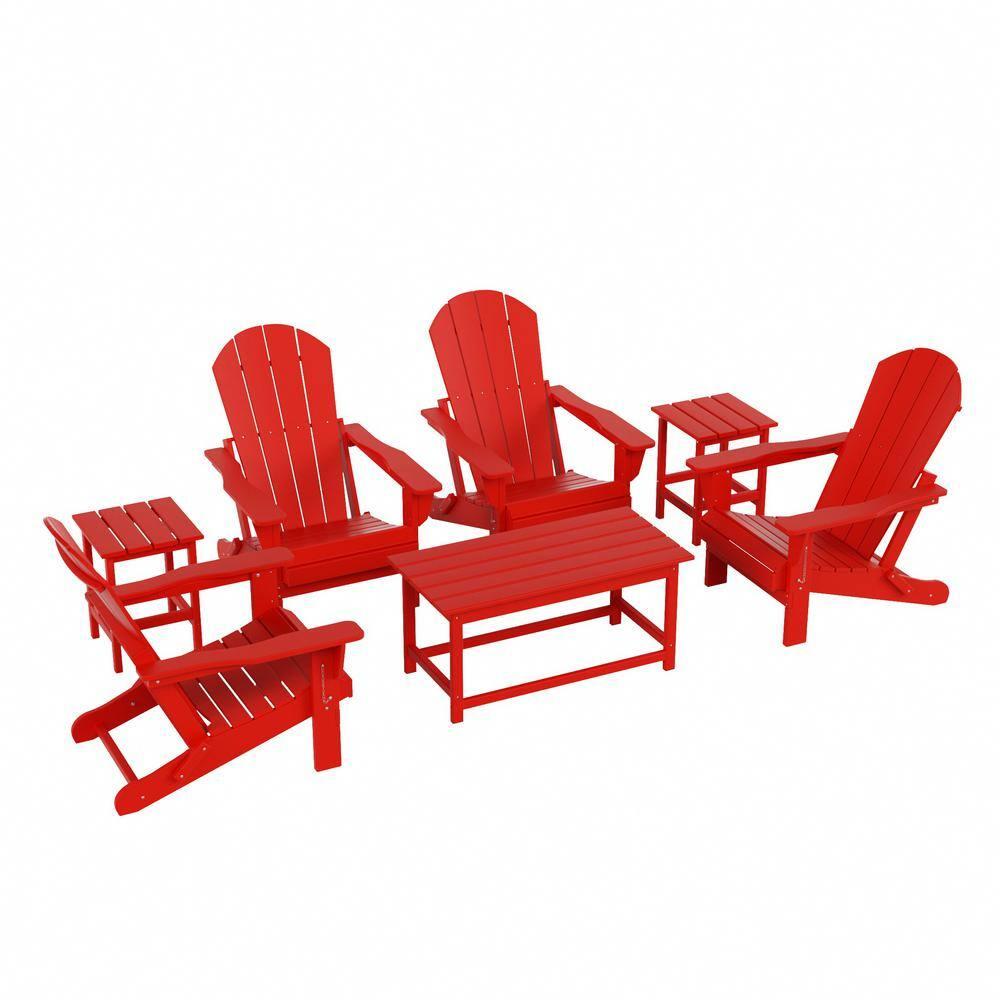 Polytrends  Laguna Hdpe All Weather Outdoor Patio Coffee And Side Tables (3-Piece Set) Red