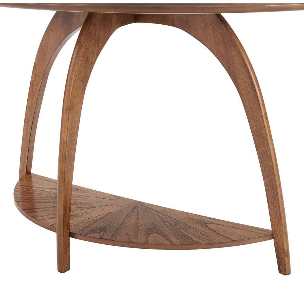 Martin Svensson Home LAX Half-Moon Wood Sofa Console Table in Warm Nutmeg Brown