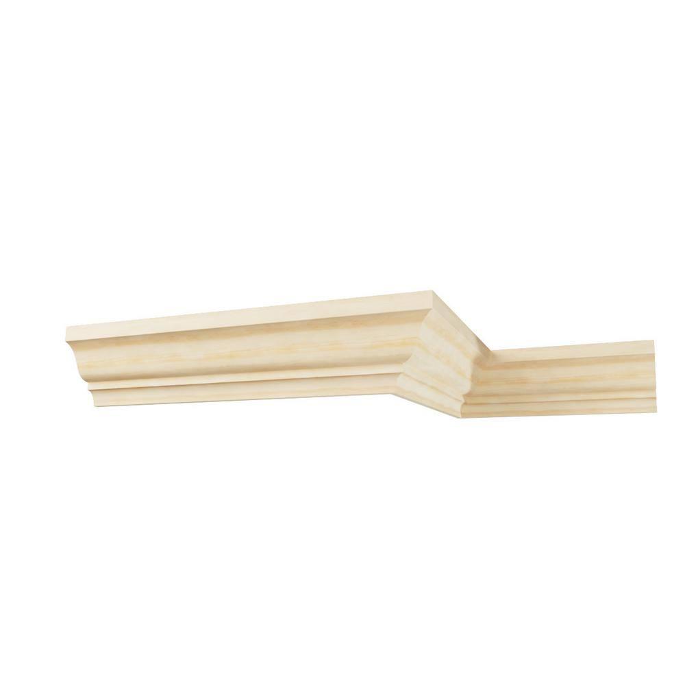 Natural Pine Wood Crown Molding, 96-inch Length