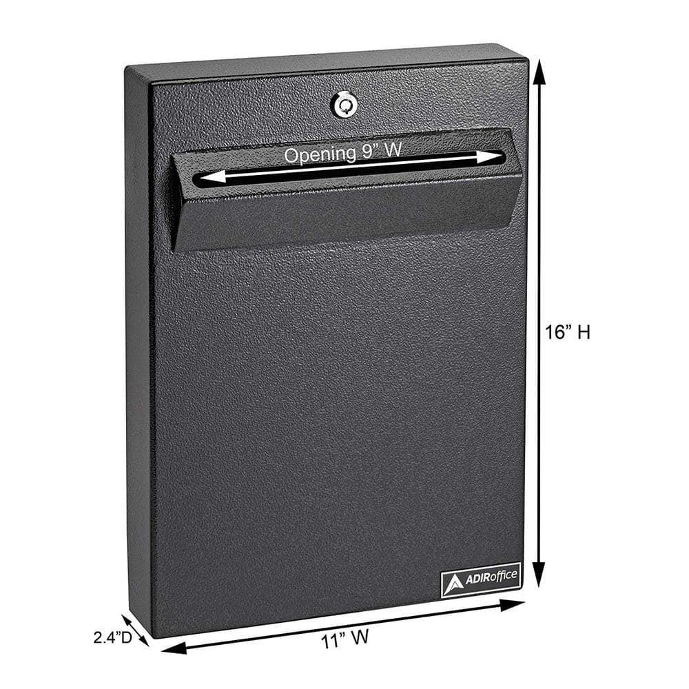 AdirOffice Metal Locking Mailbox with Post Outdoor, Mailboxes for Outside Wall Mount Large with Key Lock, Black
