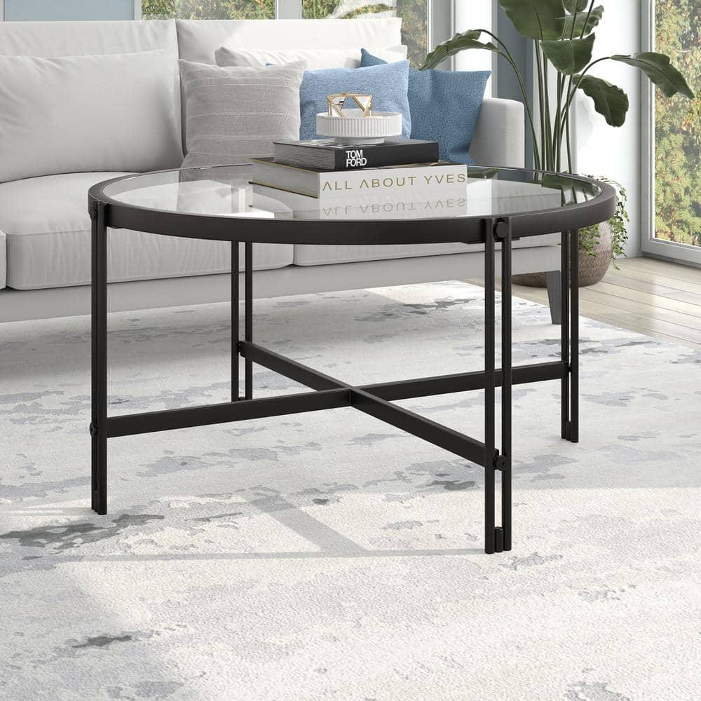 Evelyn&Zoe,ez 32" Wide Round Coffee Table, Blackened Bronze