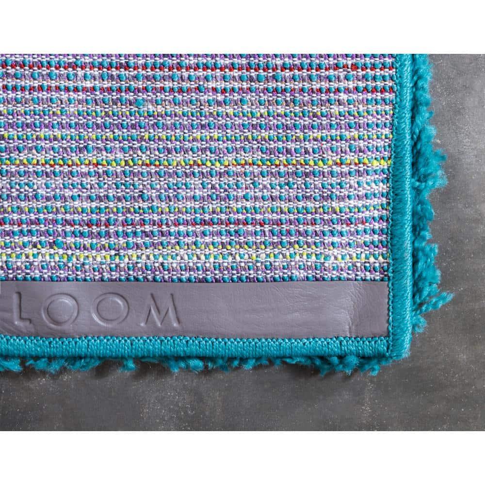 Unique Loom 8' 0 x 10' 0 Solid Shag Deep Aqua Blue Area Rug