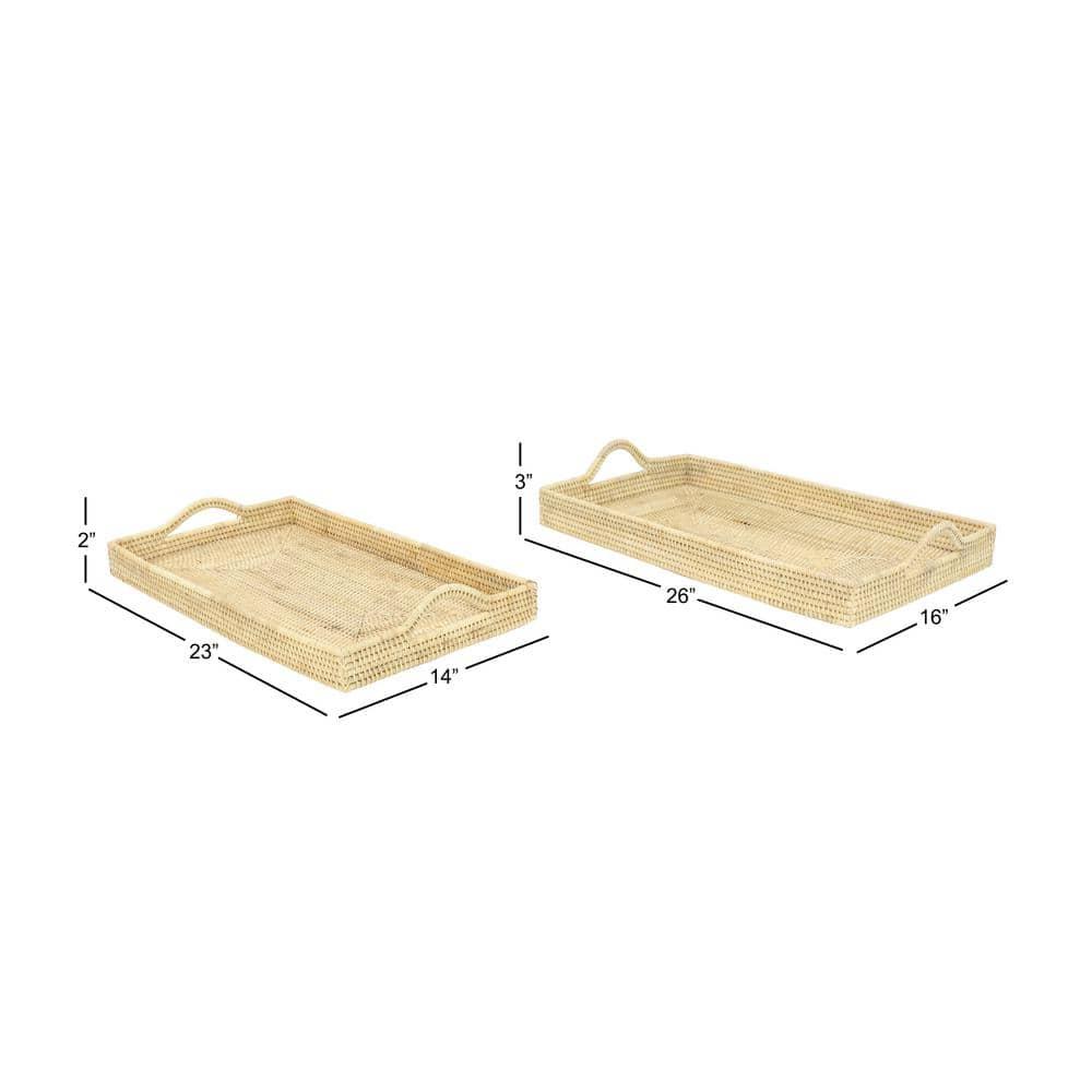 Set of 2 Handwoven Bamboo Trays Natural - Olivia & May