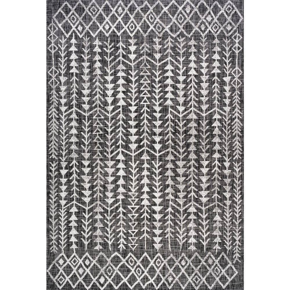 5'x8' Tokay Bohemian Geometric Indoor/Outdoor Area Rug, Black/Ivory - JONATHAN Y