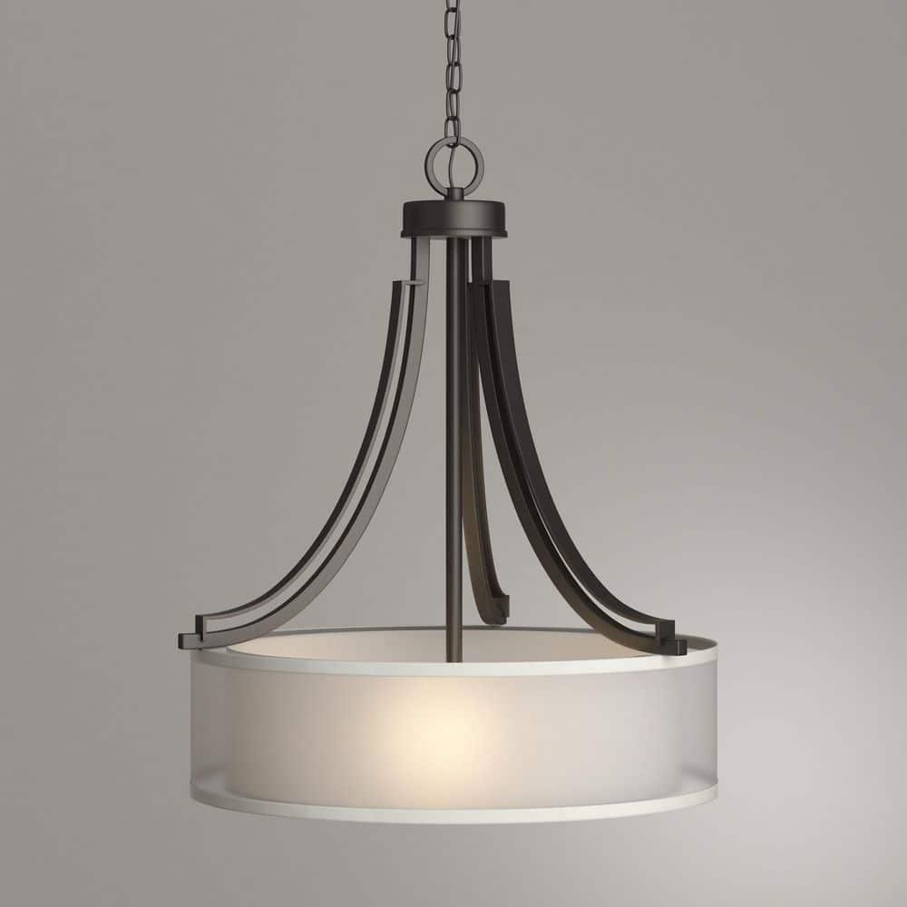 4104-172-Minka Lavery-Parsons Studio - Pendant 3 Light Translucent Sliver Linen in Transitional Style - 23.5 inches tall by 20.5 inches wide-Smoked