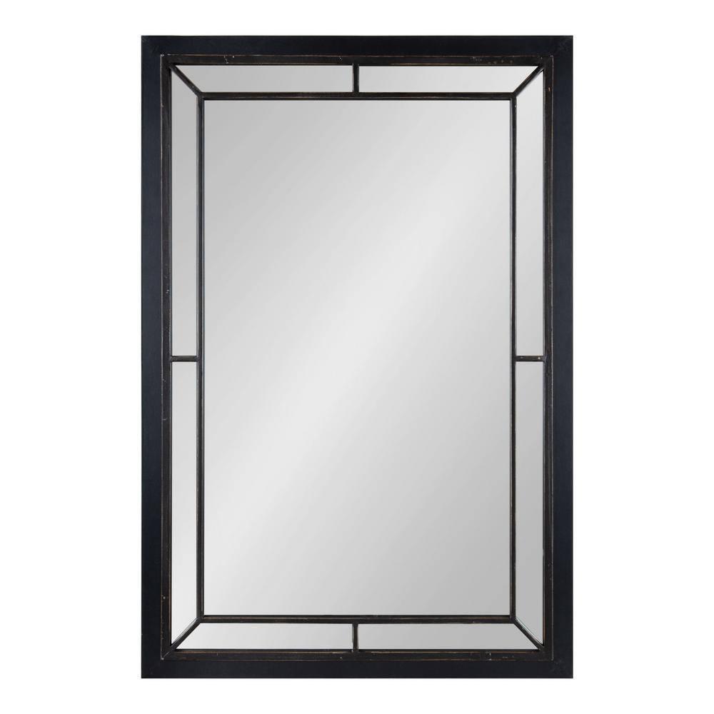24" x 36" Audubon Rectangle Wall Mirror Black - Kate & Laurel: Modern Farmhouse Style, Iron Detail
